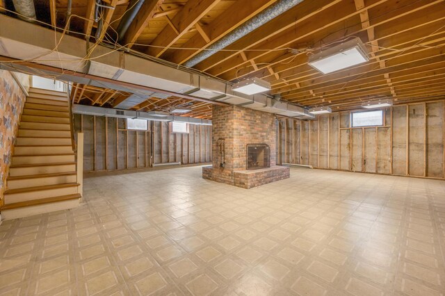 1373 Delong Cir, Lexington, KY 40515 - below grade area with tile patterned floors and stairway