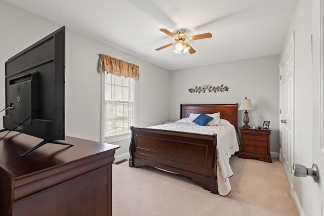 256 Park Lakes Dr, Richmond, KY 40475 - bedroom with light colored carpet, baseboards, and a ceiling fan
