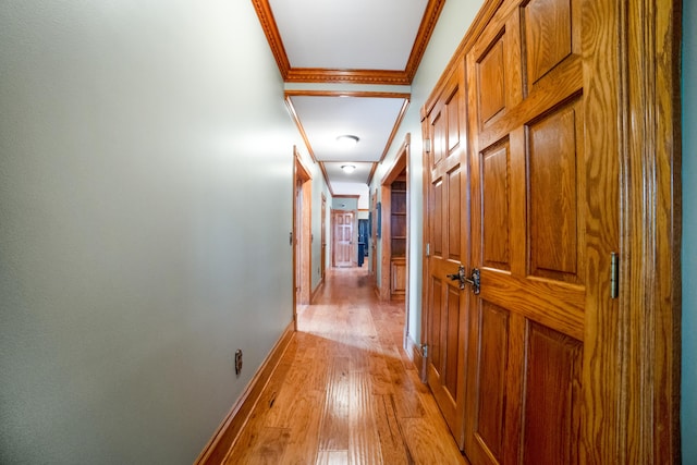 319 Fifth St, Paintsville, KY 41240 - hall with light wood-style floors, ornamental molding, and baseboards
