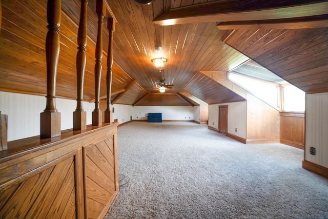 319 Fifth St, Paintsville, KY 41240 - additional living space with wooden ceiling, carpet floors, and lofted ceiling