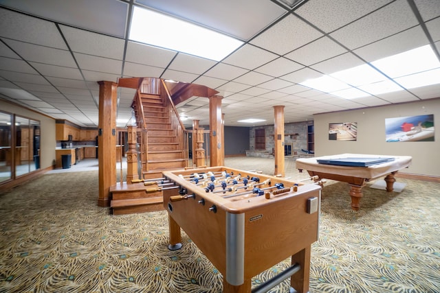 319 Fifth St, Paintsville, KY 41240 - game room featuring carpet flooring, billiards table, and a drop ceiling