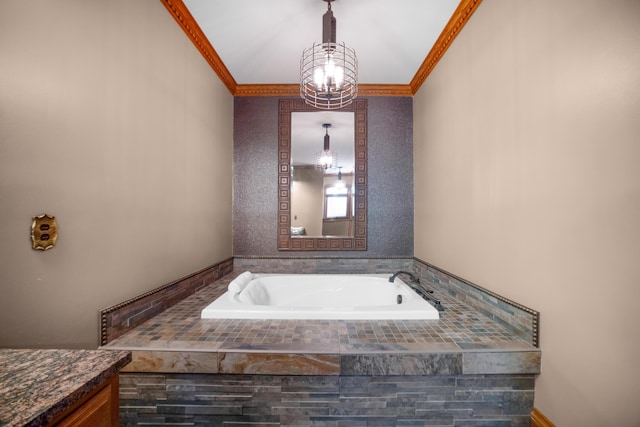 319 Fifth St, Paintsville, KY 41240 - full bath featuring a chandelier, crown molding, and a bath