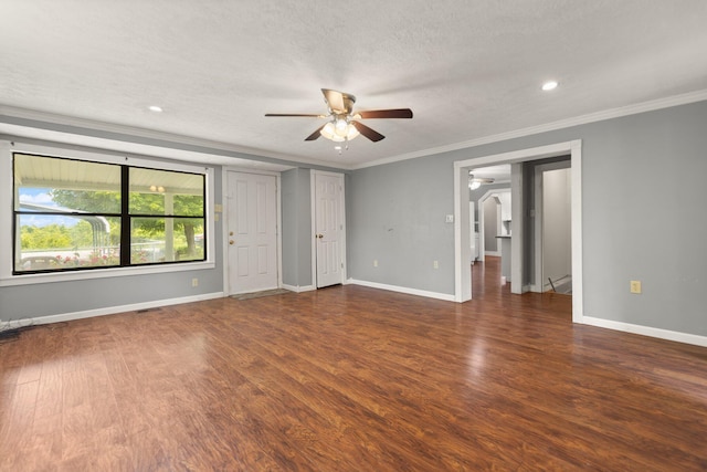 3131 Lily Rd, London, KY 40744 - spare room featuring a ceiling fan, crown molding, wood finished floors, baseboards, and recessed lighting