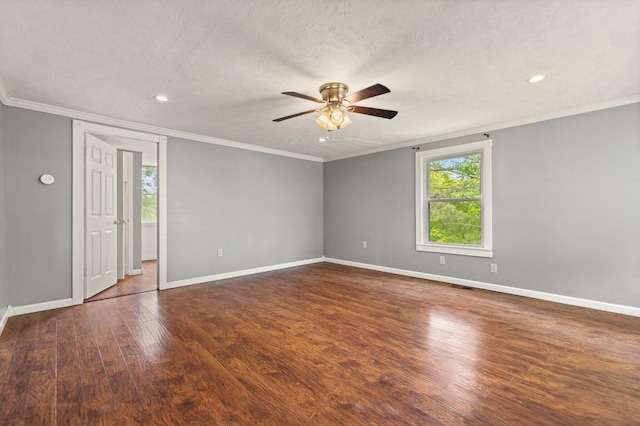 3131 Lily Rd, London, KY 40744 - spare room with ceiling fan, crown molding, wood finished floors, baseboards, and recessed lighting