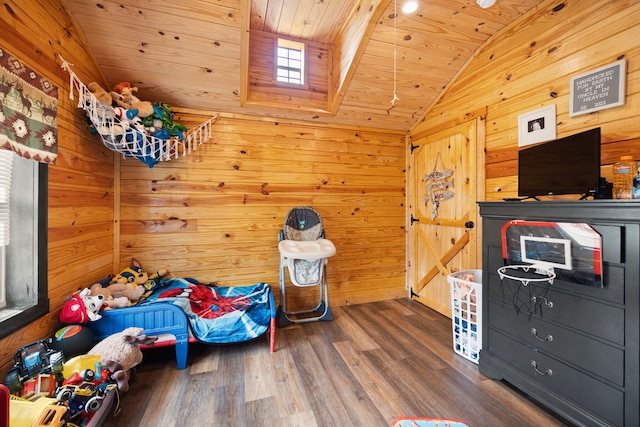 266 Boaters Aly, Nancy, KY 42544 - recreation room with lofted ceiling, wood ceiling, wood finished floors, and wood walls