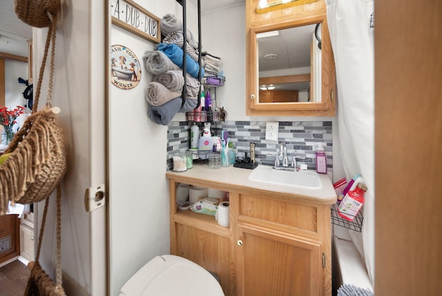 266 Boaters Aly, Nancy, KY 42544 - bathroom with backsplash, toilet, and vanity