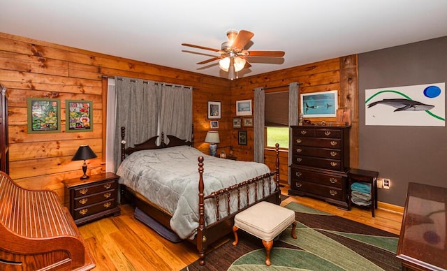 1220 Fox Wood Rd, Frankfort, KY 40601 - bedroom with wood finished floors, wood walls, baseboards, and a ceiling fan