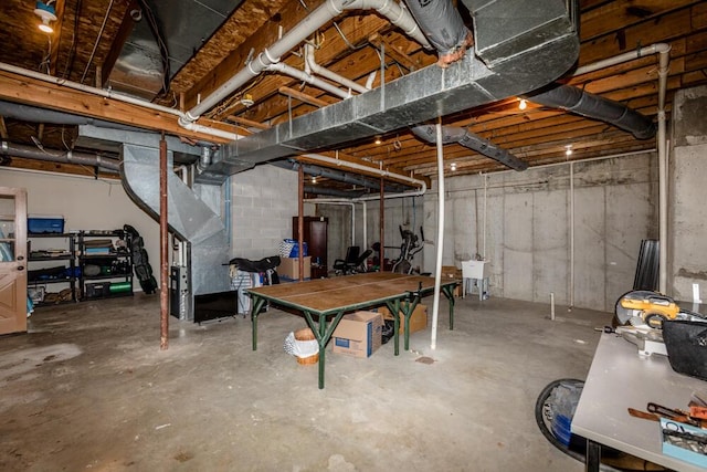 1220 Fox Wood Rd, Frankfort, KY 40601 - unfinished basement featuring a sink and heating unit