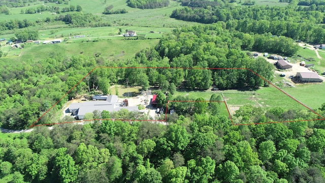 227 Callihan Rd, East Bernstadt, KY 40729 - aerial view of sparsely populated area featuring property boundaries highlighted and a forest
