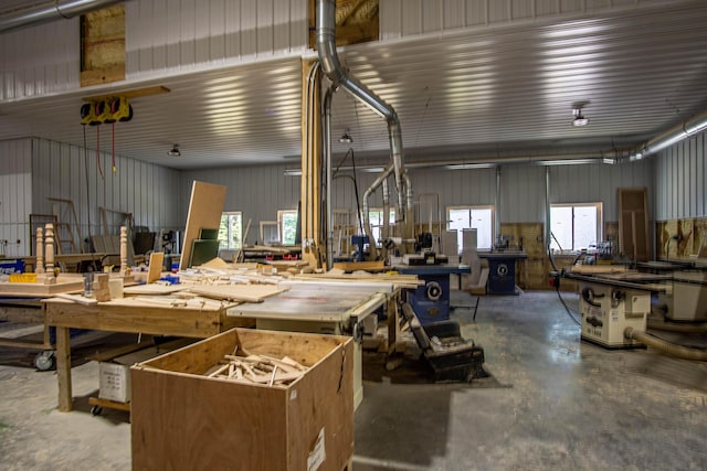 227 Callihan Rd, East Bernstadt, KY 40729 - misc room featuring concrete flooring, a workshop area, and metal wall