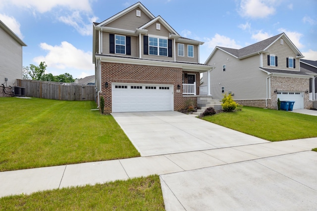 140 Peaceful Lndg, Georgetown, KY 40324 - view of front facade featuring brick siding, a garage, driveway, and central air condition unit