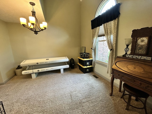 296 Ferry Rd, Somerset, KY 42503 - living area with a chandelier, carpet flooring, and baseboards