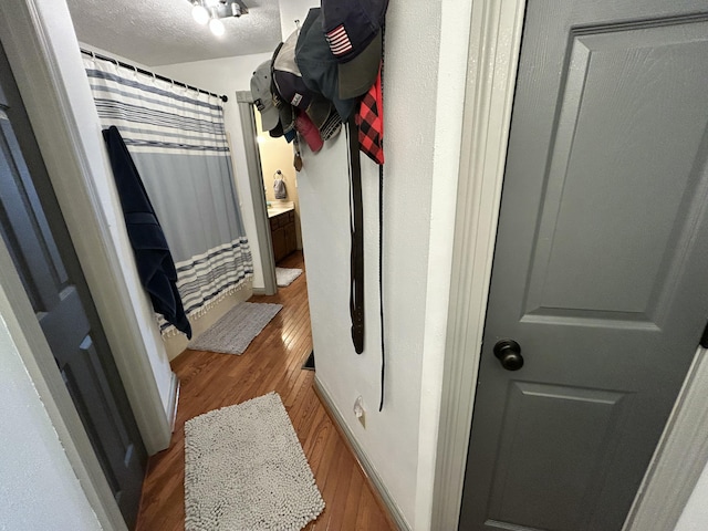 296 Ferry Rd, Somerset, KY 42503 - hallway with wood finished floors and a textured ceiling