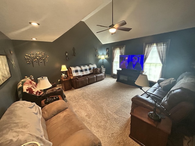 296 Ferry Rd, Somerset, KY 42503 - carpeted living room featuring ceiling fan and vaulted ceiling