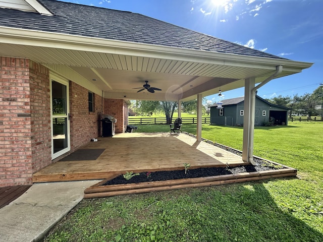 296 Ferry Rd, Somerset, KY 42503 - view of patio with ceiling fan, a deck, and a grill