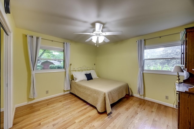 445 Cecilian Ter, Danville, KY 40422 - bedroom with light wood-style flooring, baseboards, a ceiling fan, and a closet