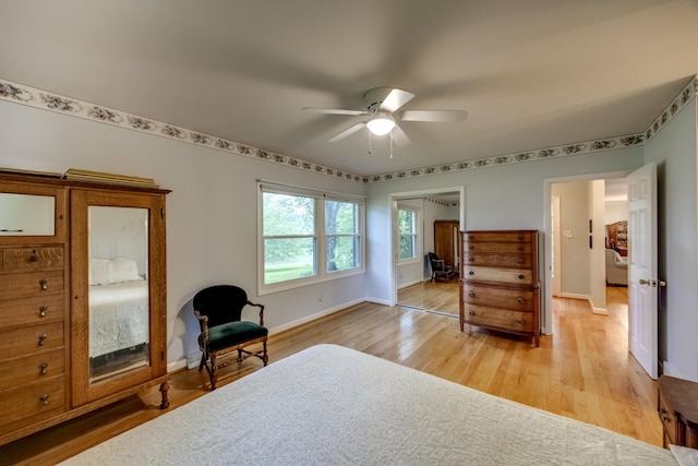 445 Cecilian Ter, Danville, KY 40422 - bedroom with light wood finished floors, baseboards, a closet, and ceiling fan