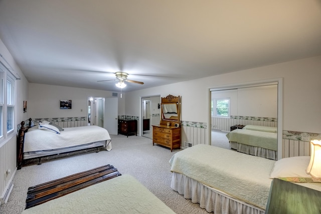 445 Cecilian Ter, Danville, KY 40422 - carpeted bedroom with wainscoting and a ceiling fan