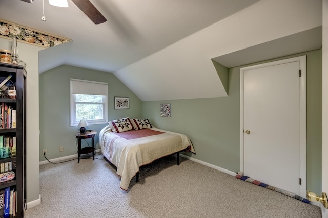445 Cecilian Ter, Danville, KY 40422 - bedroom featuring carpet floors, a ceiling fan, vaulted ceiling, and baseboards
