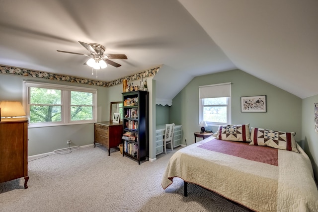 445 Cecilian Ter, Danville, KY 40422 - carpeted bedroom with multiple windows, ceiling fan, lofted ceiling, and baseboards