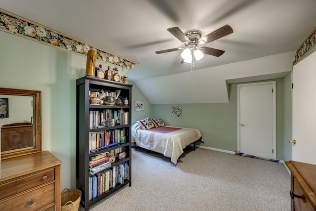 445 Cecilian Ter, Danville, KY 40422 - bedroom featuring carpet, lofted ceiling, a ceiling fan, and baseboards