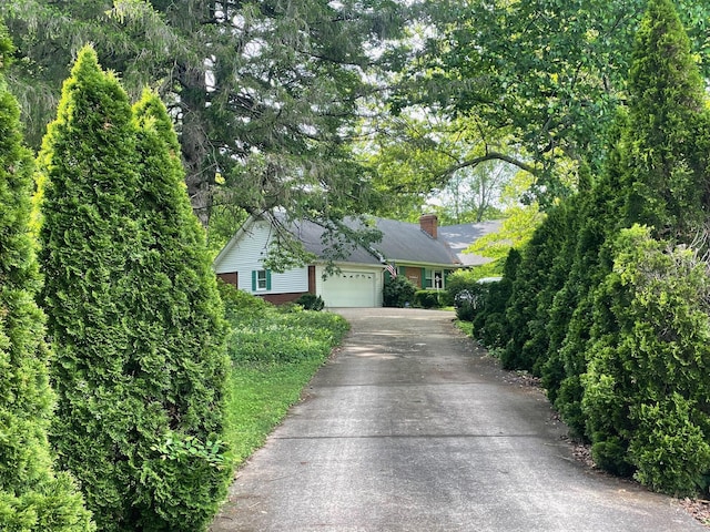 445 Cecilian Ter, Danville, KY 40422 - view of front of property with a chimney, concrete driveway, and an attached garage