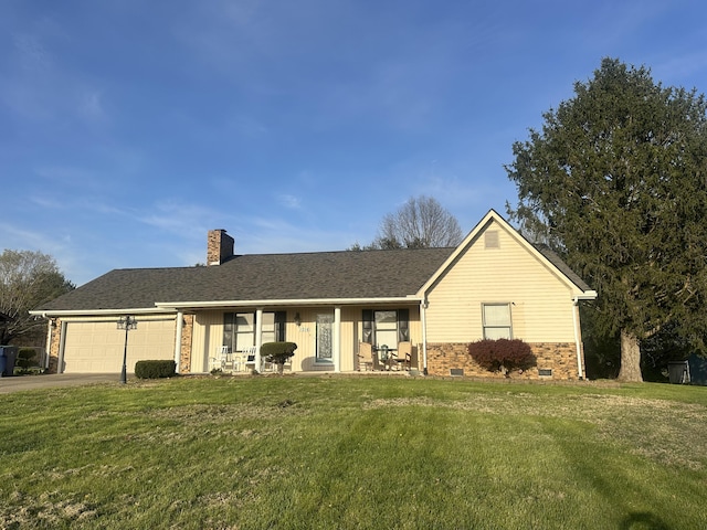 1016 S Fork Fork, Somerset, KY 42503 - single story home with a front lawn, a chimney, asphalt driveway, and a garage