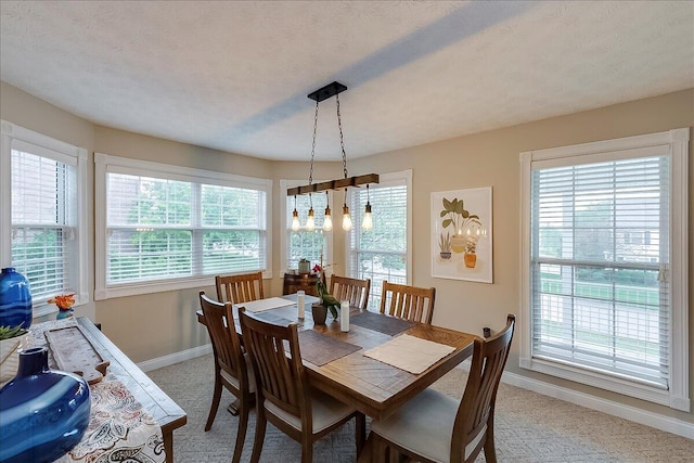 835 Isaac Shelby Cir, Frankfort, KY 40601 - dining space featuring baseboards, a chandelier, light carpet, and plenty of natural light