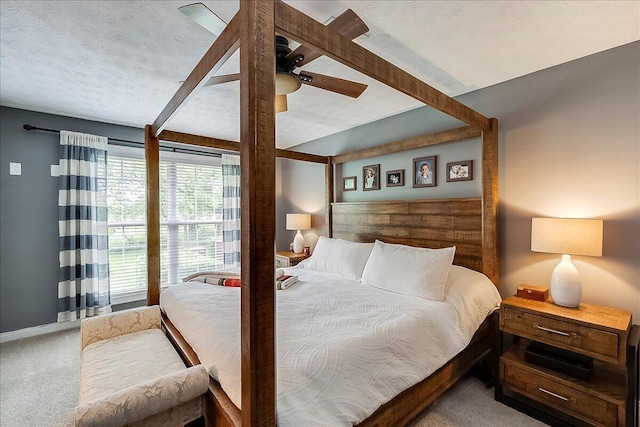 835 Isaac Shelby Cir, Frankfort, KY 40601 - carpeted bedroom featuring a textured ceiling, baseboards, and ceiling fan