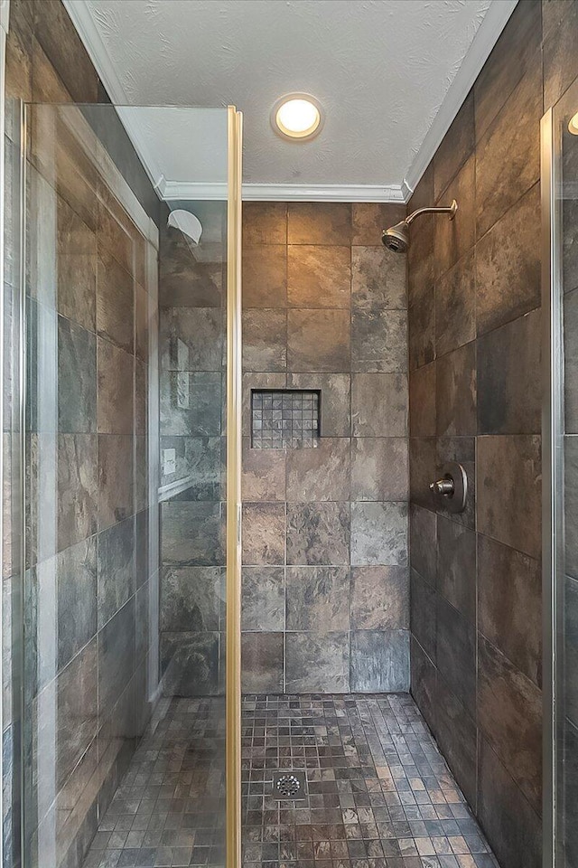 835 Isaac Shelby Cir, Frankfort, KY 40601 - bathroom with ornamental molding and a shower stall