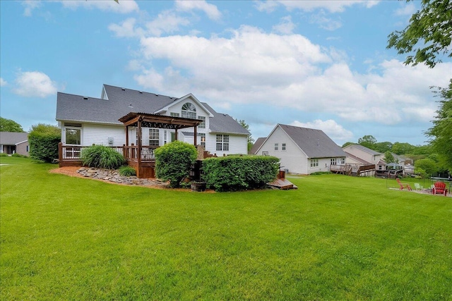 835 Isaac Shelby Cir, Frankfort, KY 40601 - rear view of house featuring a deck, a yard, a pergola, and a gazebo