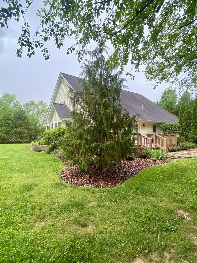 45 Rons Pond Rd, Corbin, KY 40701 - view of property exterior featuring a deck and a lawn