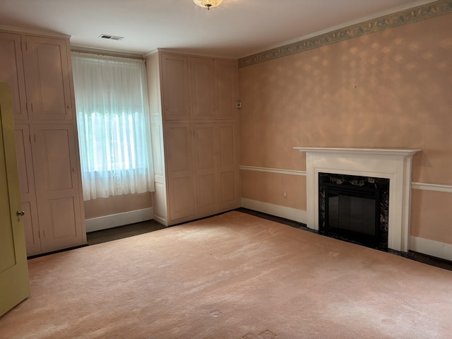 1439 Stanford St, Lancaster, KY 40444 - unfurnished living room with baseboards, a premium fireplace, and carpet