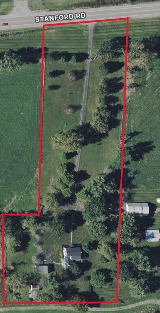 1439 Stanford St, Lancaster, KY 40444 - aerial view of property's location with property parcel outlined