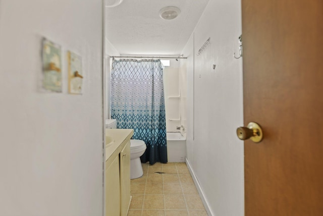 3145 Lily Rd, London, KY 40744 - bathroom featuring toilet, tile patterned flooring, vanity, and shower / bathtub combination with curtain