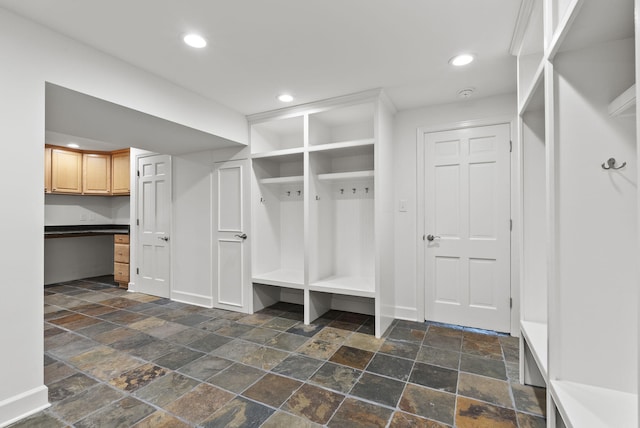 701 Old Dobbin Rd, Lexington, KY 40502 - mudroom featuring stone tile flooring and recessed lighting