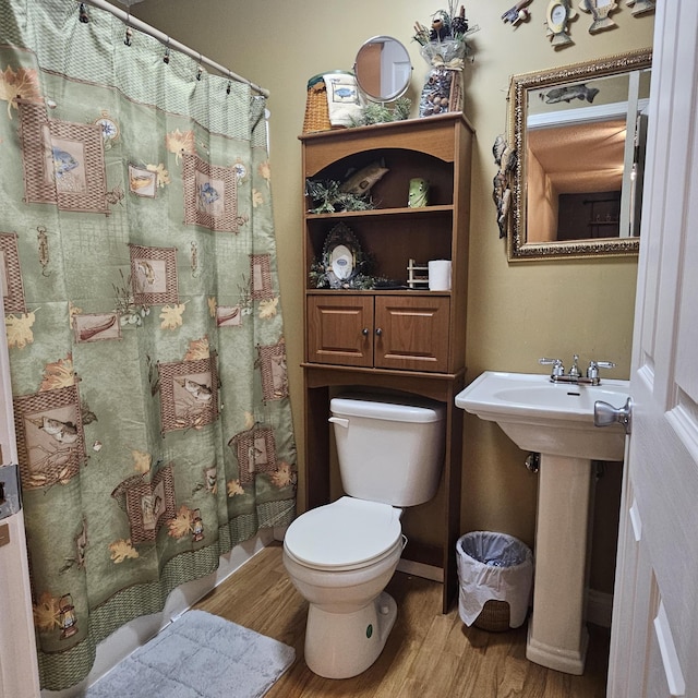 462 New Shiner Hill Rd, Williamsburg, KY 40769 - bathroom featuring wood finished floors, toilet, and curtained shower