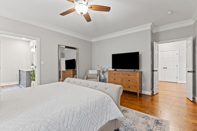 1342 Sugar Maple Ln, Lexington, KY 40511 - bedroom with ornamental molding, wood finished floors, baseboards, and a ceiling fan