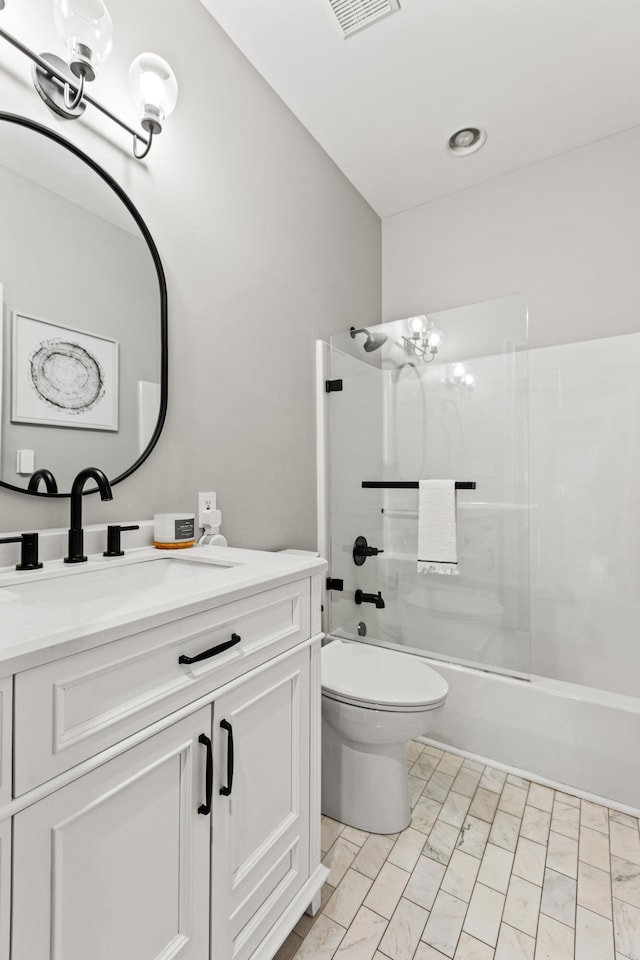 1342 Sugar Maple Ln, Lexington, KY 40511 - bathroom featuring vanity, shower / washtub combination, toilet, and a chandelier