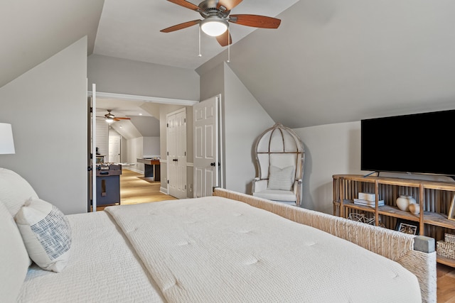1342 Sugar Maple Ln, Lexington, KY 40511 - bedroom with light wood finished floors, lofted ceiling, and ceiling fan