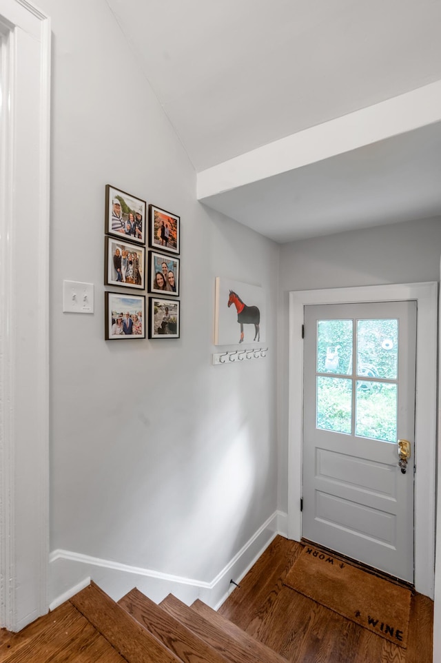 269 S Hanover Ave, Lexington, KY 40502 - entryway featuring wood finished floors, baseboards, and lofted ceiling