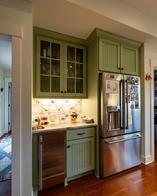 215 Bradley Ln, Lexington, KY 40511 - indoor bar with stainless steel fridge with ice dispenser and dark wood-style flooring