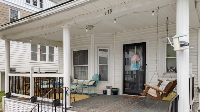 deck featuring covered porch