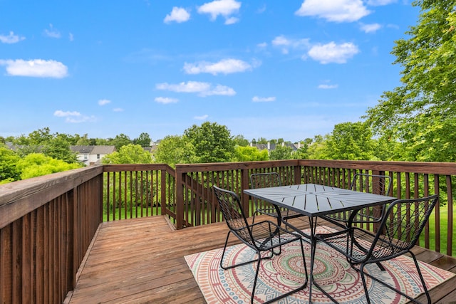 829 Lauderdale Dr, Lexington, KY 40515 - wooden deck featuring outdoor dining area and view of scattered trees