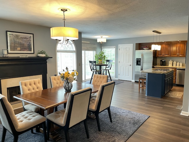 113 Paddock Ct, Frankfort, KY 40601 - dining area featuring wood finished floors, a textured ceiling, and baseboards