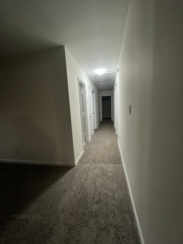 2789 Steadmantown Ln, Frankfort, KY 40601 - hall with carpet flooring, attic access, and baseboards
