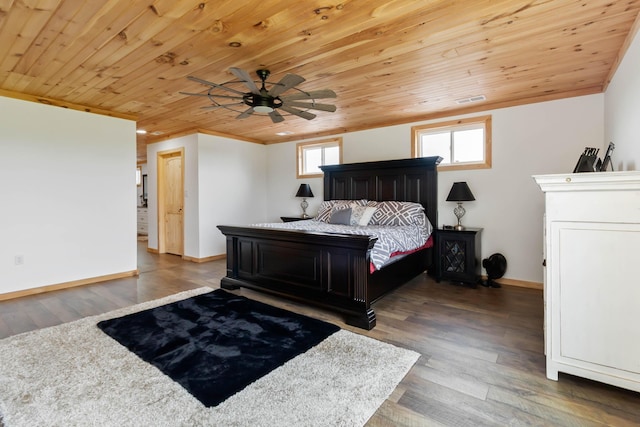 61 Cumberland Cv, Nancy, KY 42544 - bedroom with wood ceiling, wood finished floors, baseboards, crown molding, and a ceiling fan