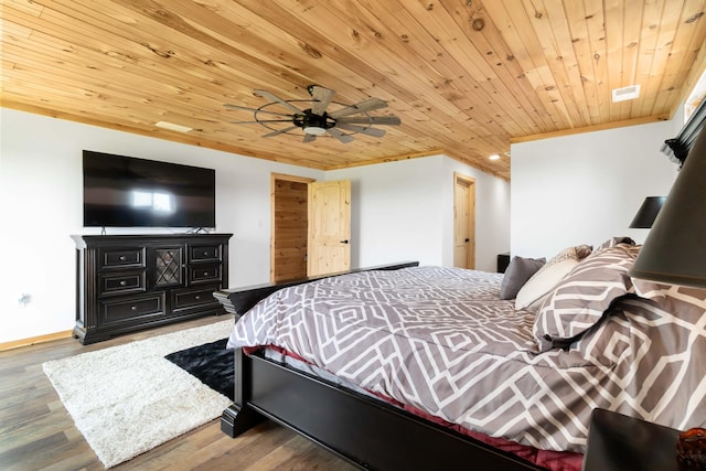 61 Cumberland Cv, Nancy, KY 42544 - bedroom with wood finished floors, crown molding, baseboards, wood ceiling, and a ceiling fan