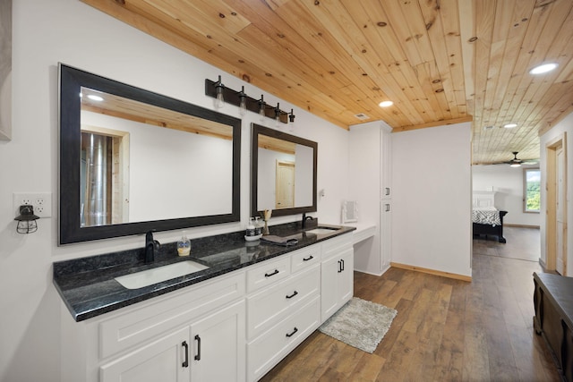 61 Cumberland Cv, Nancy, KY 42544 - ensuite bathroom with wood ceiling, hardwood / wood-style floors, recessed lighting, and double vanity