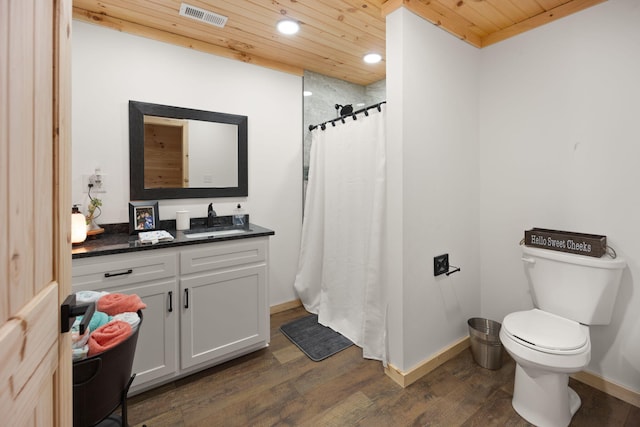 61 Cumberland Cv, Nancy, KY 42544 - full bathroom with wood finished floors, recessed lighting, wooden ceiling, vanity, and toilet